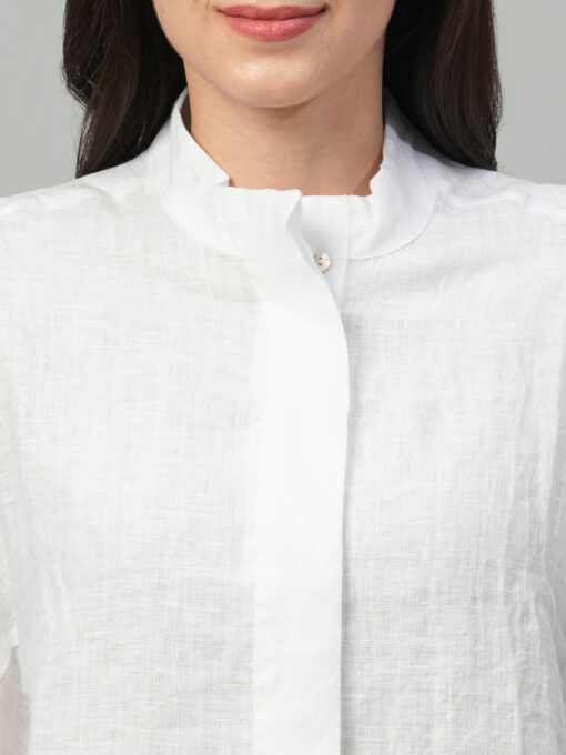 Women's White Linen Boxy Fit Blouse - Image 6