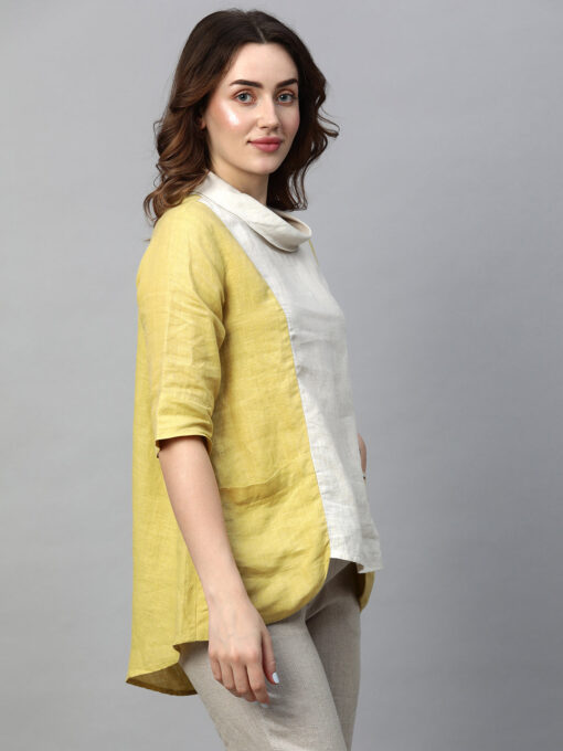 Women's Lime Linen Regular Fit Blouse - Image 4