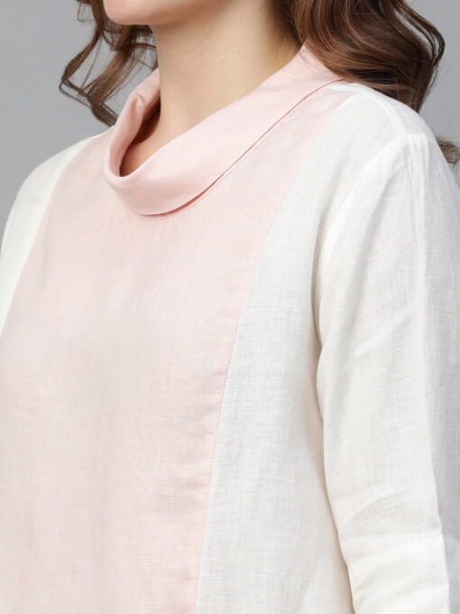 Women's White A Linen Regular Fit Blouse - Image 7