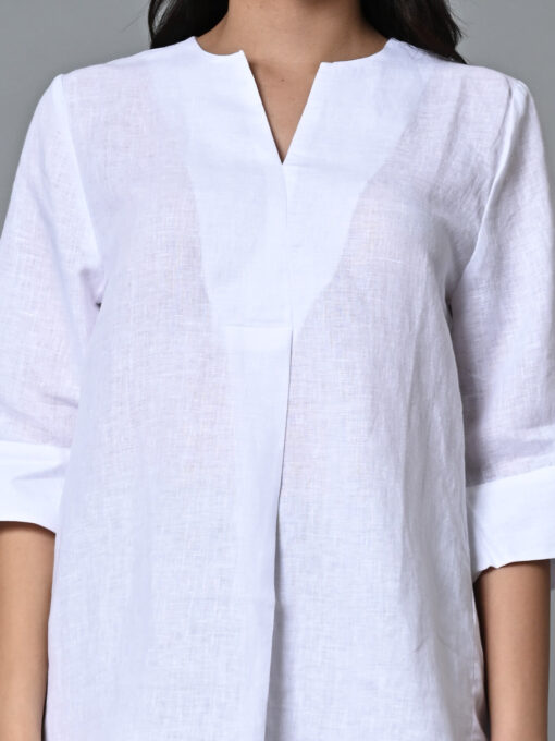 Women's White Linen Excel Regular Fit Blouse - Image 6