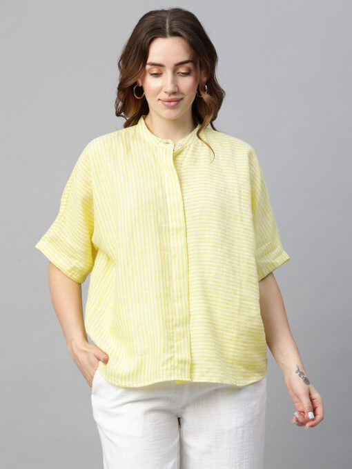 Women's Lime Linen Excel Boxy Fit Blouse - Image 2