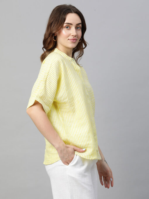 Women's Lime Linen Excel Boxy Fit Blouse - Image 4