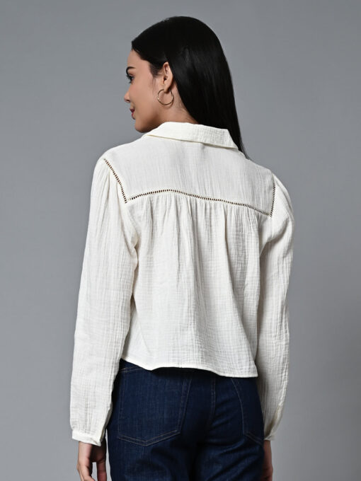 Women's Offwhite Cotton Regular Fit Blouse - Image 5