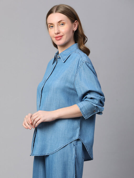 Women's Denim Tencel Boxy Fit Blouse - Image 3