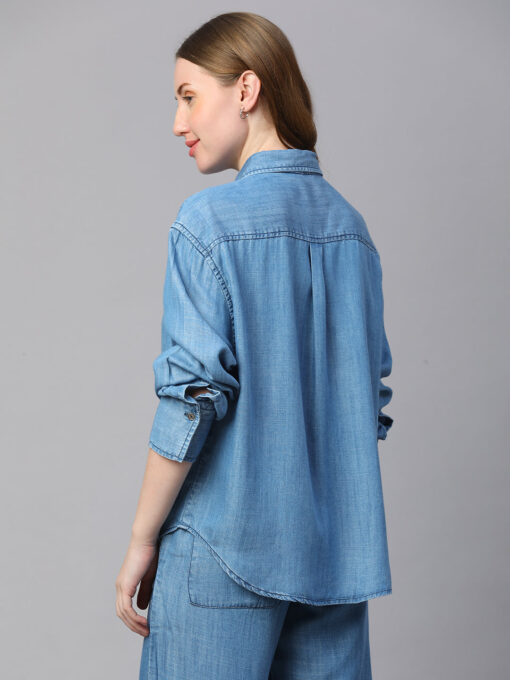 Women's Denim Tencel Boxy Fit Blouse - Image 5