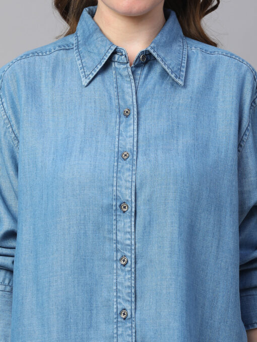 Women's Denim Tencel Boxy Fit Blouse - Image 6