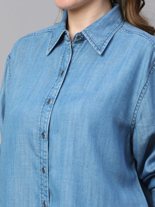 Women's Denim Tencel Boxy Fit Blouse - Image 7