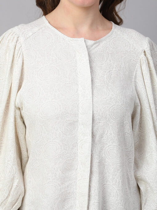 Women's Offwhite Linen Viscose Regular Fit Blouse - Image 6