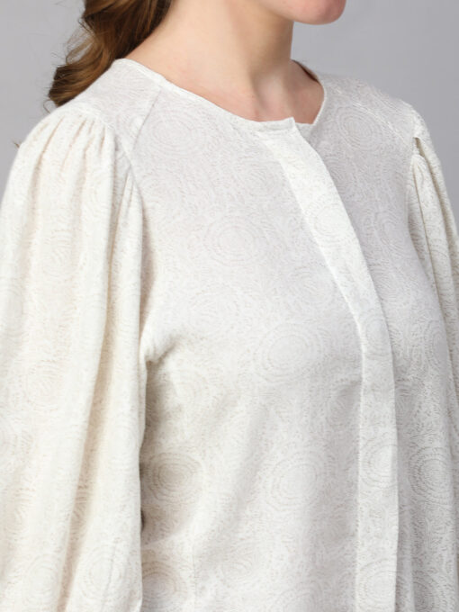 Women's Offwhite Linen Viscose Regular Fit Blouse - Image 7