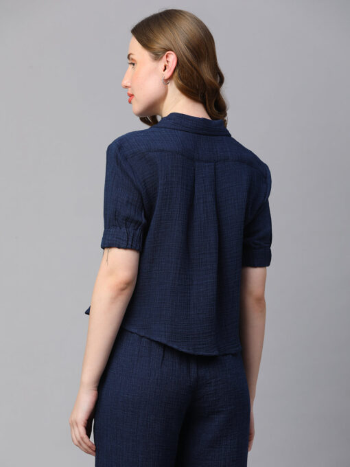 Women's Indigo Cotton Regular Fit Blouse - Image 5