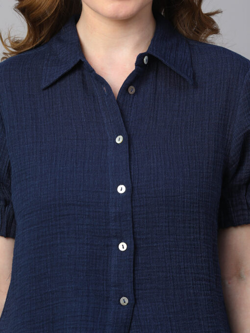 Women's Indigo Cotton Regular Fit Blouse - Image 6