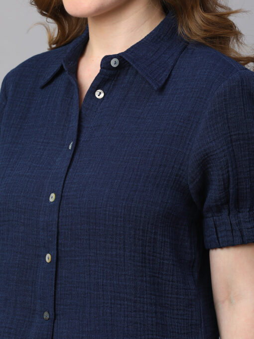 Women's Indigo Cotton Regular Fit Blouse - Image 7