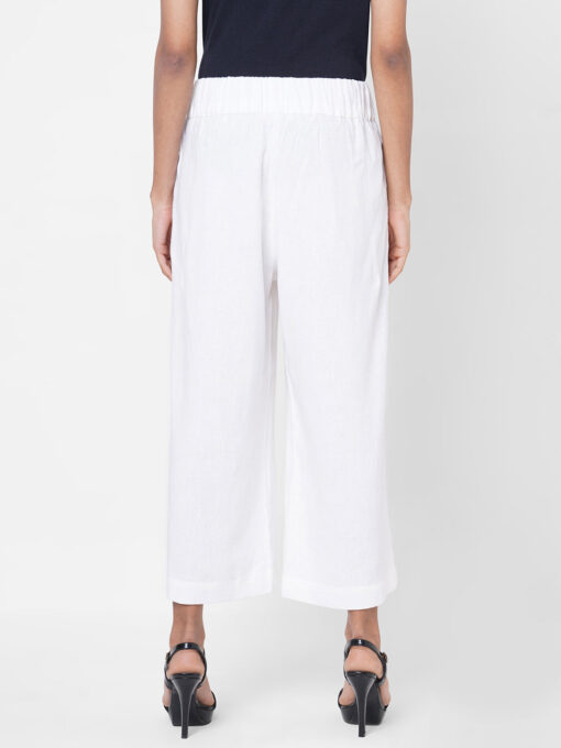 Women's White Linen Regular Fit Culotte - Image 5