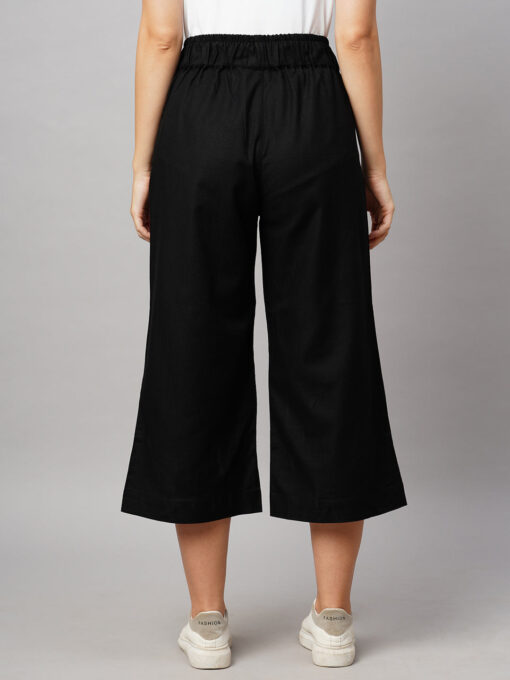 Women's Black Linen Regular Fit Culotte - Image 5