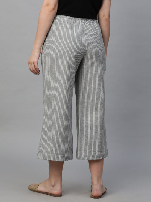 Women's Grey Cotton Linen Regular Fit Culotte - Image 5