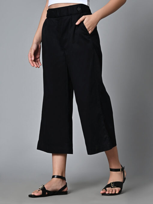 Women's Black Cotton Elastane Regular Fit Culotte - Image 3