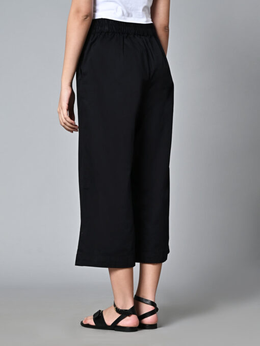 Women's Black Cotton Elastane Regular Fit Culotte - Image 5