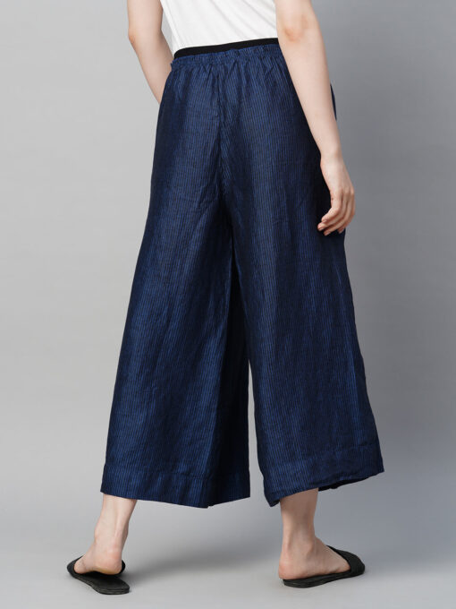 Women's Blue Linen Regular Fit Culotte - Image 5