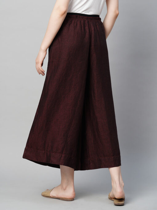 Women's Maroon Linen Regular Fit Culotte - Image 4