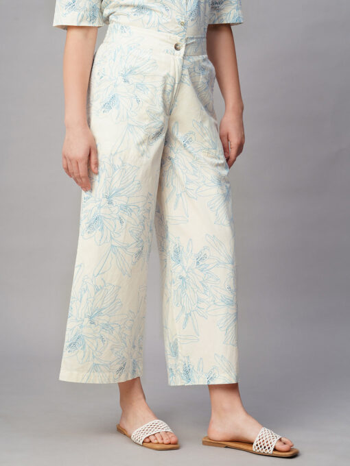 Women's Blue Cotton Regular Fit Culotte - Image 3