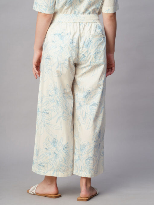 Women's Blue Cotton Regular Fit Culotte - Image 4