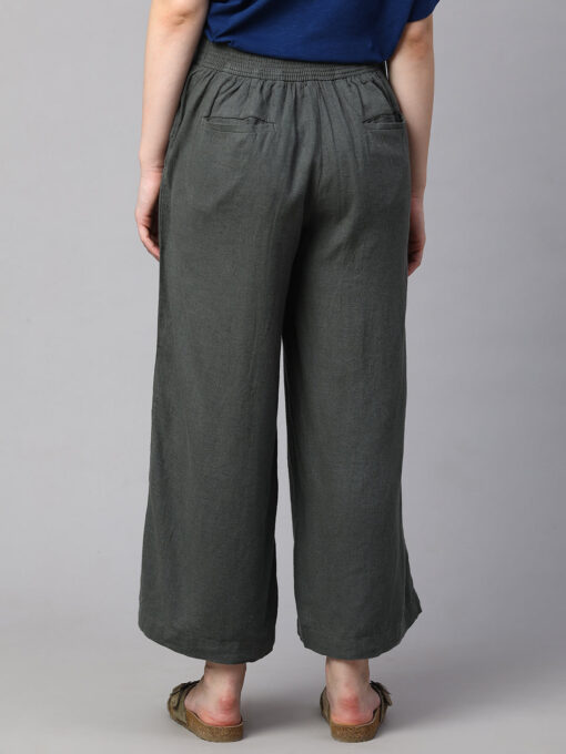 Women's Grey Linen Viscose Wide Leg Culotte - Image 5