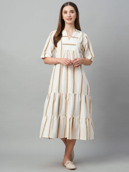 Women's Natural Cotton Linen Regular Fit Dress