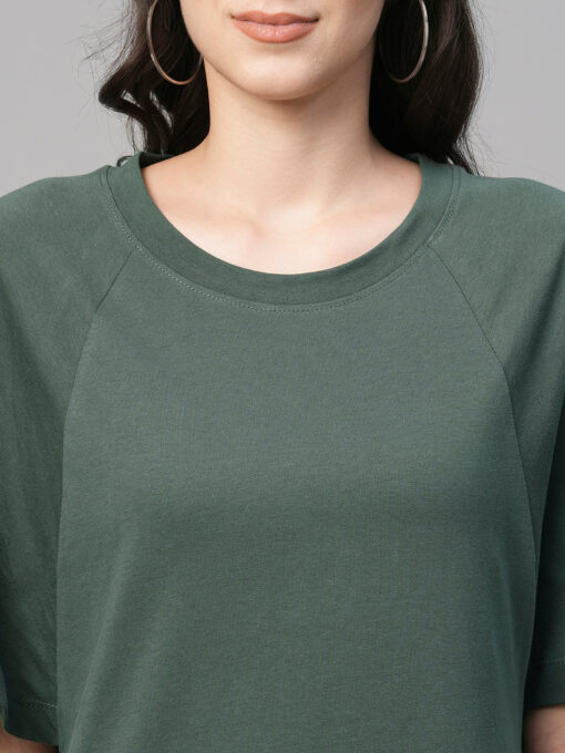 Women's Green Cotton Loose Fit Knit Dress - Image 6