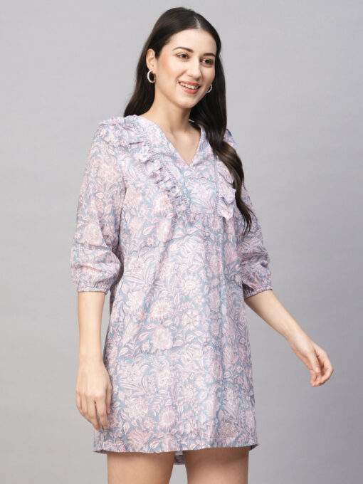 Women's Grey Cotton Regular Fit Dress - Image 4