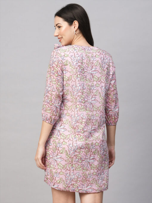 Women's Pink Cotton Regular Fit Dress - Image 5