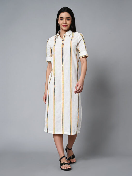 Women's Natural Cotton Linen Regular Fit Dress - Image 2