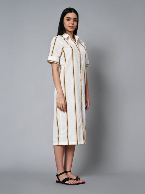 Women's Natural Cotton Linen Regular Fit Dress - Image 4