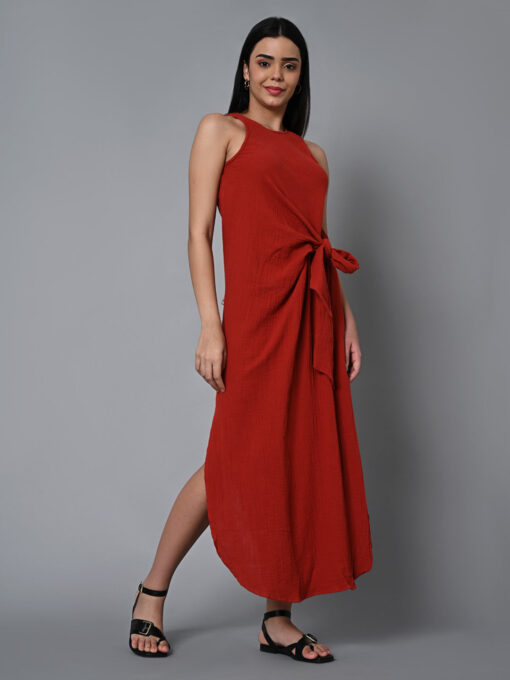 Women's Rust Cotton Regular Fit Dress - Image 3