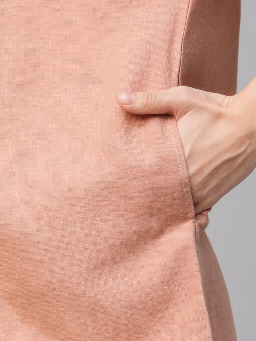 Women's Peach Viscose Linen Cotton Regular Fit Jacket - Image 8