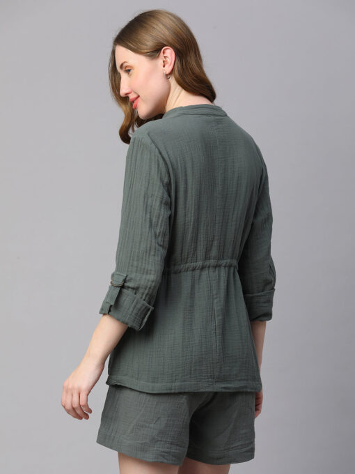 Women's Grey Cotton Regular Fit Jacket - Image 5