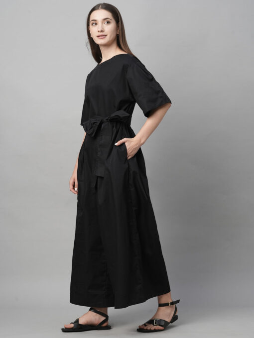 Women's Black Cotton Boxy Fit Jumpsuit - Image 4