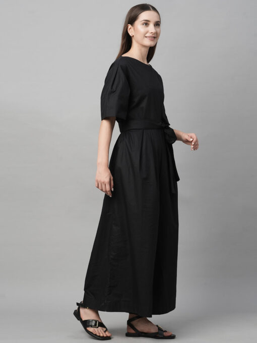 Women's Black Cotton Boxy Fit Jumpsuit - Image 5