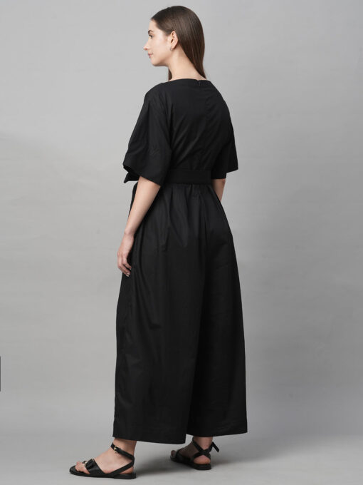 Women's Black Cotton Boxy Fit Jumpsuit - Image 6