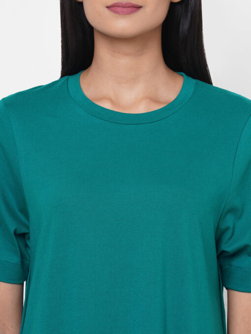 Women's Teal Cotton Regular Fit Knit Dress - Image 6