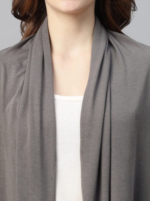 Women's Grey Cotton Bamboo Elastane Regular Fit Shrug - Image 8