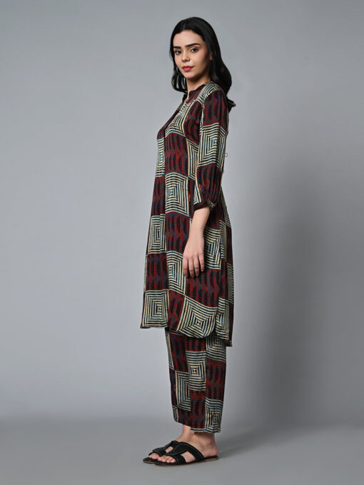 Women's Ajrak Hand Block Printed Regular Fit Modal Multi Kurta - Image 5