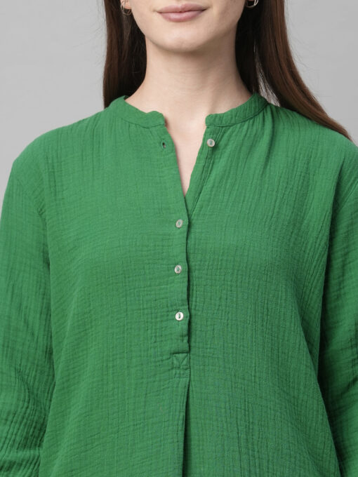 Women's Green Cotton Regular Fit Kurta - Image 8