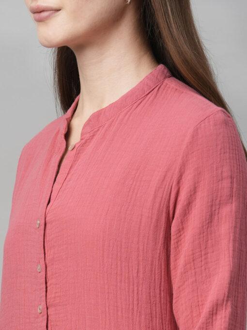 Women's Pink Cotton Regular Fit Kurta - Image 7