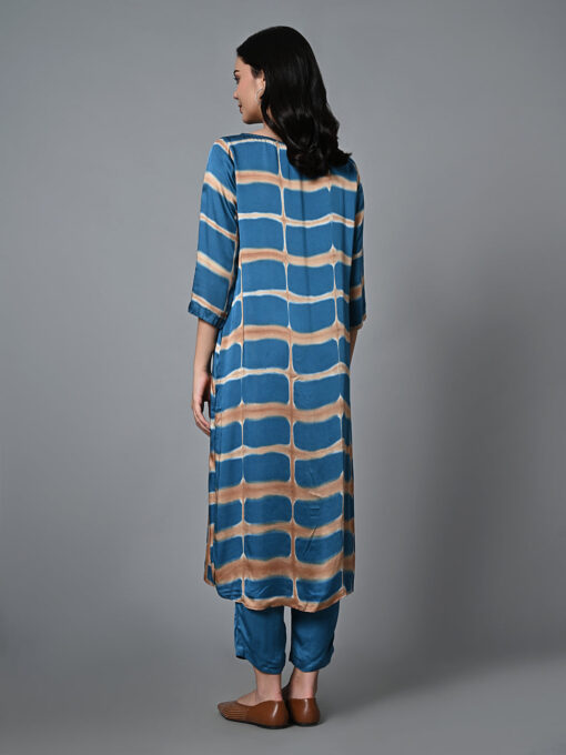 Women's Shibori Regular Fit Modal Blue Kurta - Image 6