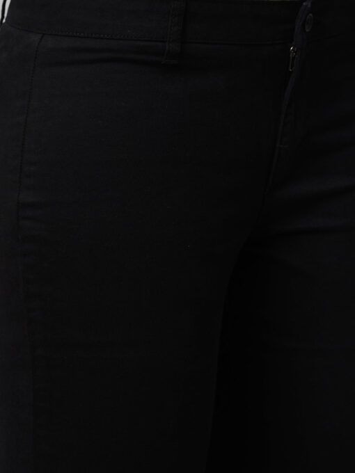 Women's Black Cotton Lycra Regular Fit Pant - Image 6