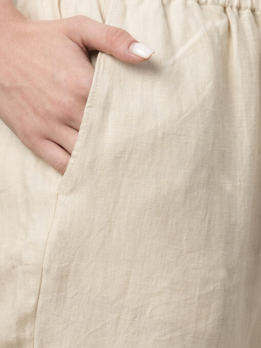 Women's Beige Linen Regular Fit Pant - Image 7