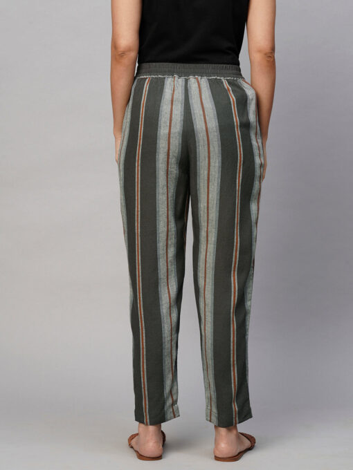 Women's Grey Linen Regular Fit Pant - Image 5