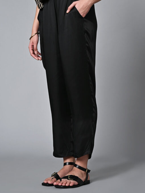 Women's Regular Fit Modal Black Pant - Image 3