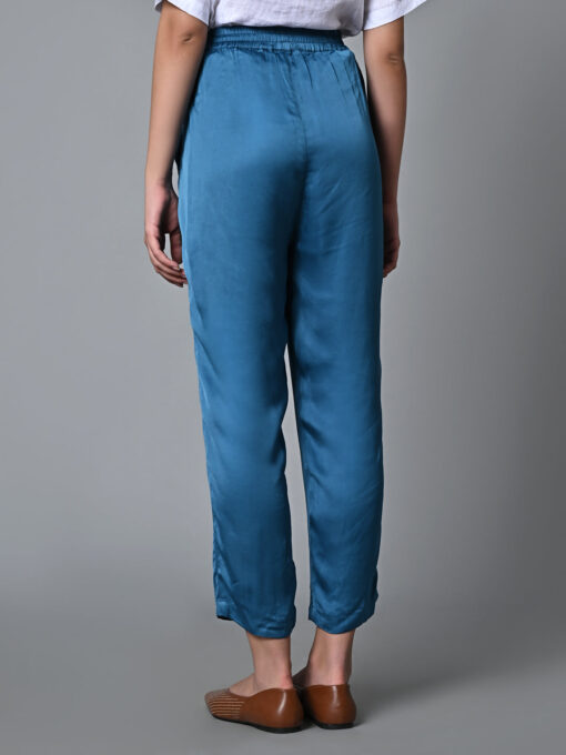 Women's Regular Fit Modal Blue Pant - Image 5