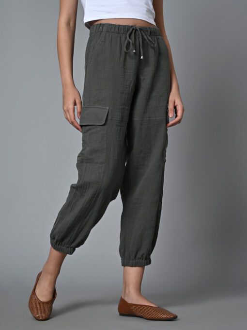 Women's Grey Cotton Jogger Pant - Image 4